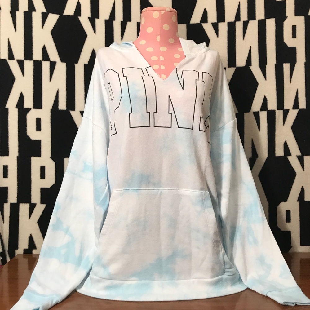 VS PINK TIE DYE PULLOVER TUNIC HOODIE NWT - Picture 3 of 5